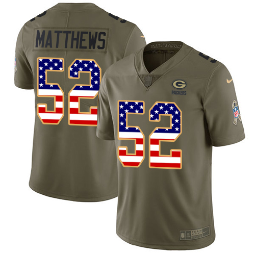 Nike Packers #52 Clay Matthews Olive/USA Flag Men's Stitched NFL Limited Salute To Service Jersey